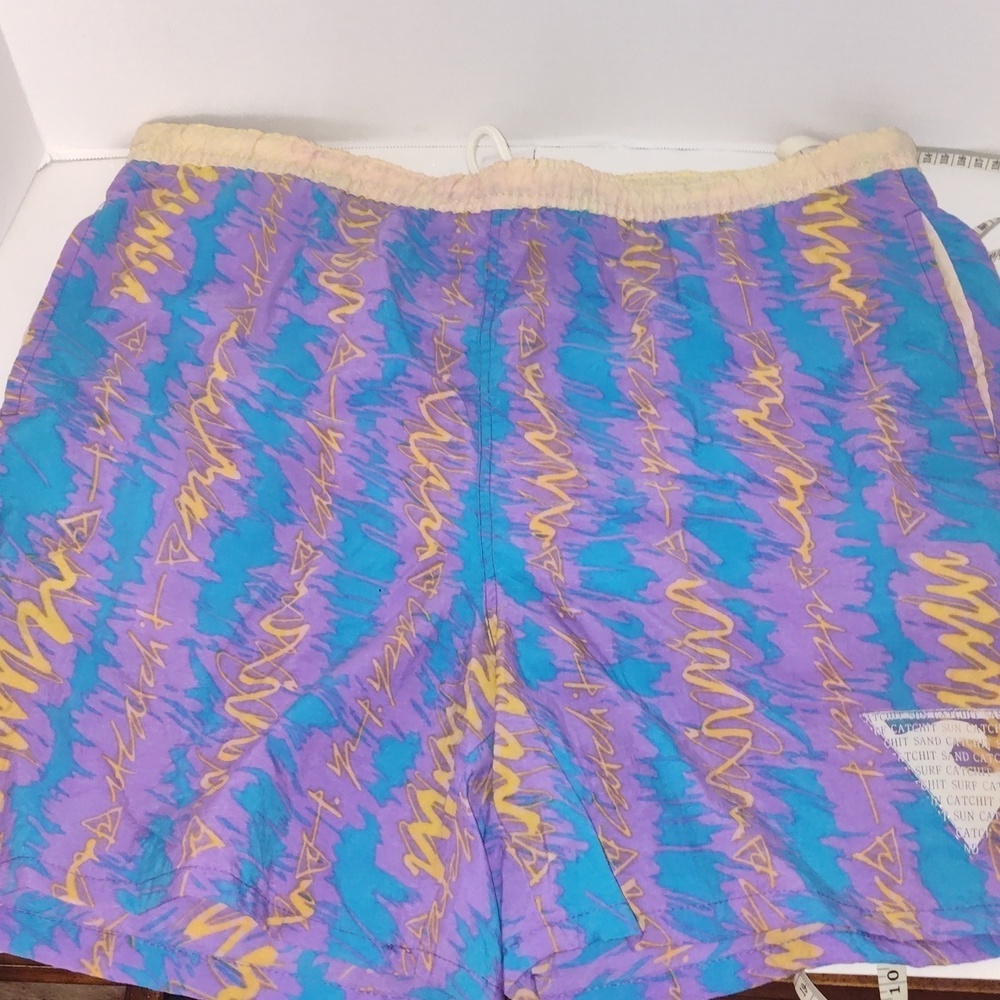 Vintage 80’s 90’s Catchit Blue Purple color  swim shorts athletic Size XL
